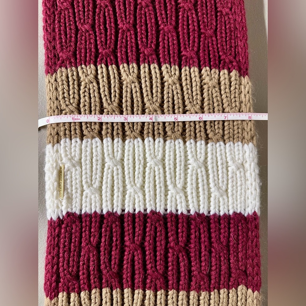 Michael Kors Infinty Scarf- white, tan, burgundy colors - Picture 3 of 12